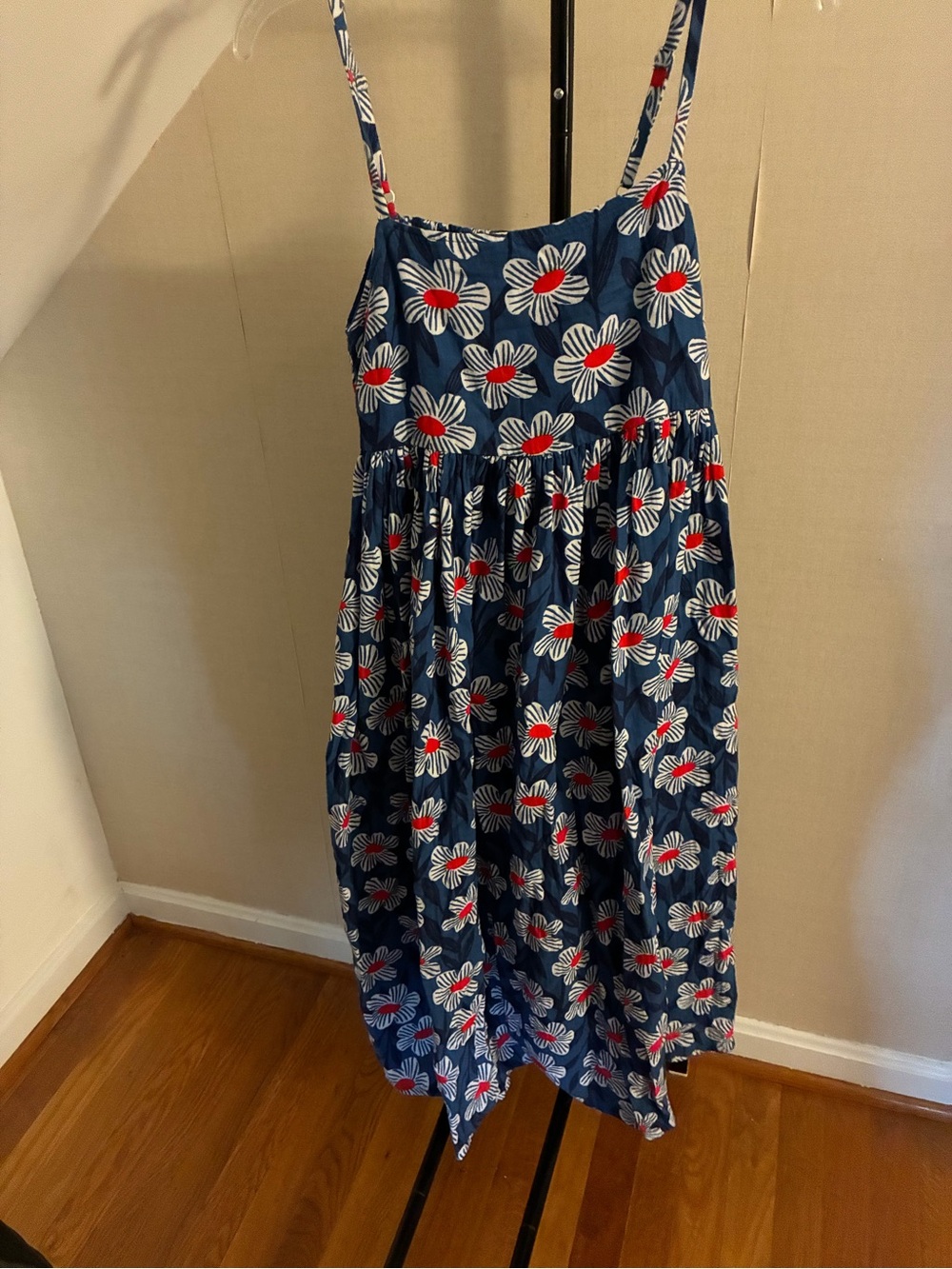 Hanna Andersson Navy Floral Spaghetti-Strap Sundress - XS